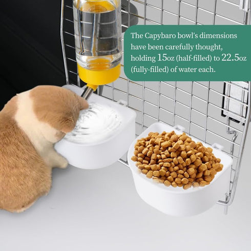 Capybowl, Travel Water or Food Bowl for IATA Approved Travel Kennels, Wide-Mouthed, Secure Attachment, Suitable for Small and Large Pet Internatio...