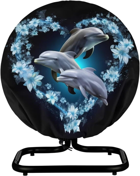 Upetstory Adorable Dolphin Fan Cover 16 18 20 24 Inch Industrial Floor Fan Cover Electric Household Floor Fans Covers Vertical Table Standing Wash...