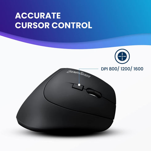 Perixx PERIMICE-715II Wireless Ergonomic Vertical Mouse - 2.4 G - 800/1200/1600 DPI - Right Handed Natural Ergonomic Vertical Design...