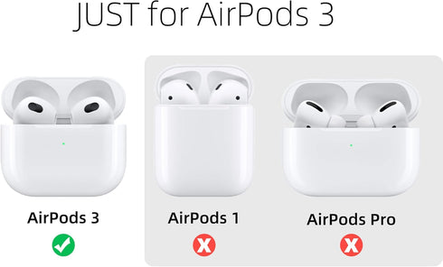 AirPods 3 Case, Airpods 3rd Leather Portable Protective Case Cover Men with Keychain Loss Prevention Clip Supports Wireless Charging Compatible wi...