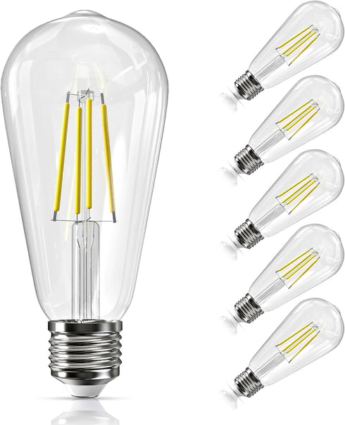 Edison LED Light Bulbs 60 Watt Equivalent 8W Dimmable LED Light Bulbs 5000K Daylight 800 Lumen CRI90 E26 Base for Ceiling Vanity Light Dinning Roo...