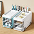 LETURE Cute Desk Organizer with drawers, Plastic Desktop Storage for Business Card/Pen/Pencil/Mobile Phone/Stationery Holder Box, Desktop Organize...