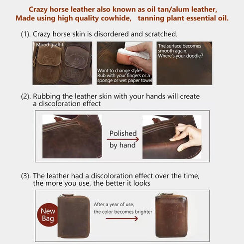 Genuine Leather Tooling Sheets 1.8-2.0MM Thick Genuine Top Full Grain Oil Tan Crazy Horse Cowhide Leather Sheets for Crafts Tooling Sewing Wallet ...