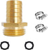 3/4" Barb x 3/4" Male GHT Thread Hex Brass Garden Water Hose Pipe Connector Copper Fitting with Stainless Clamp House/Boat/Lawn/Power Wash/Irrigat...