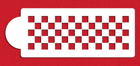Designer Stencils C721 Checkerboard Cake Stencil Side, Beige/Semi-Transparent...
