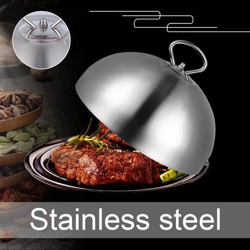 HEMOTON Cheese Melting Dome Stainless Steel Steam Basting Cover Heavy Duty Anti Oil Splashing Food Cover Dish Lid for Griddle Grill Restaurant Hom...