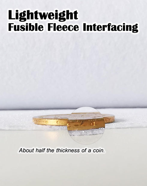 Fusible Fleece Interfacing, One-Sided Loft Fusible Fleece for Sewing, Quilting, Crafts, Clothing, Bags (11.8 Inches x 10 Yard) Lightweight, Easy I...