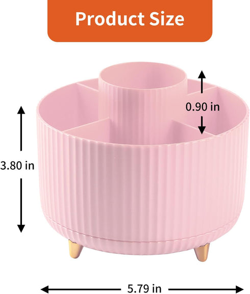 Desk Pencil Pen Holder, 5 Slots 360°Degree Rotating Pencil Pen Organizers for Desk, Desktop Storage Stationery Supplies Organizer, Cute Pencil Cup...