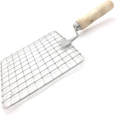 Papad Jali Stainless Steel Wire Roaster Rack Papad Jali With Wooden Handle Roasting Net Roast Grill Chapati Toast Roti Papad And More......