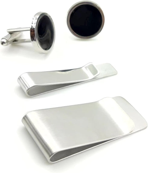 4 PCS Initial Cufflinks and Tie Clips for Men,Cufflinks and Tie Bar Money Clip Set,Perfect for Fathers, Grooms, and Husbands...