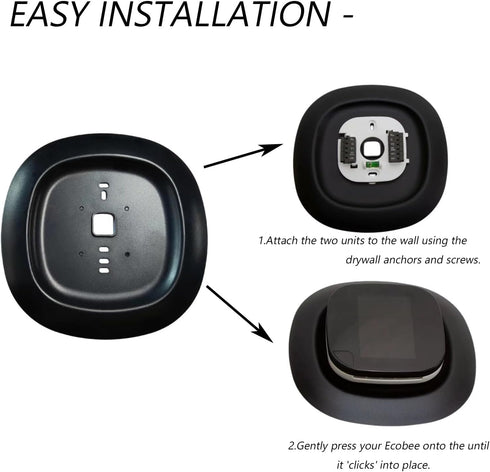 Thermostat Black Decorative Wall Trim Plate Mount Fit for Ecobee3, Ecobee3 Lite, Ecobee4 (2)...