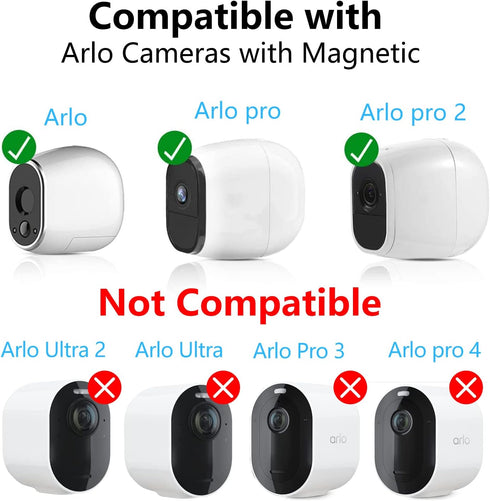 Wall Mount Indoor/Outdoor Camera Mounts Compatible for Magnetic Arlo/Arlo Pro/Arlo Pro 2 Camera (2 Pack Silver)...
