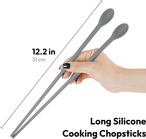 Carrotez Silicone Cooking Chopsticks, Long (12 inch) Reusable Chopsticks for Cooking, Heat Resistant, Non-Scratch, Gentle on Cookware, 1 pair - Mo...