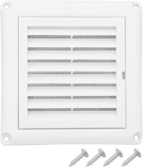 4" Louvered Vent Cover by Vypart Exterior Wall Air Vent Cap Replacement with Fabric Fine Screen,Vent Louvered Outdoor Dryer Vent Cover with 4 Screws,Easy Install
