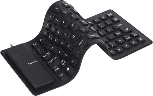 Pissente Foldable Silicone Keyboard, Fully Sealed Design Lightweight 85 Keys Portable Silent Soft Comfortable USB Wired Silicone Keyboard for Lapt...