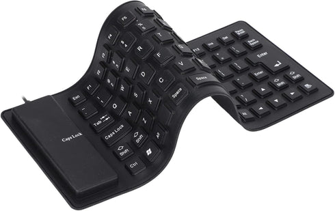 Silicone Folding Keyboard Portable Soft Keyboard Kit, USB Wired Silicone Keyboard for PC 85 Keys Standard Keyboard Light Weight Silent and Soft Fl...