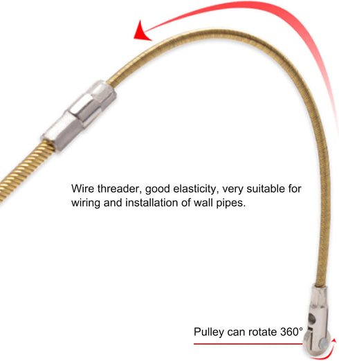 1 Set 16ft/5m Wire Threader, Fish Tape Fastener, Wire Pulling Tool, Electrician Wire Threader for Right Angle Conduit, Wall Channel and Floor Cond...
