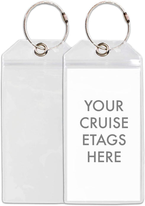 Cruise Tags - Cruise Ship Luggage Etag Holder with Zip Seal & Steel Loops (4 Pack)...