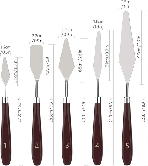 KELIFANG 5 Pieces Painting Knives Stainless Steel Palette Knife Set, Paint Scraper Oil Paint Accessories for Oil Painting, Acrylic Painting, Color...