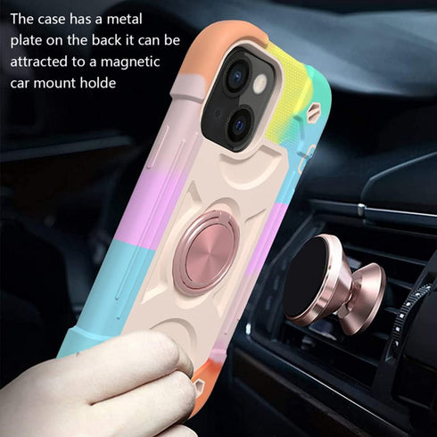 Compatible with iPhone 13 Case with Ring Stand, Heavy Duty Rugged Case for Women Men Military Grade Shockproof Phone Case with Magnetic Car Mount ...