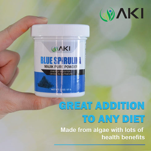 AKI Blue Spirulina Powder Pack- Loaded with Antioxidants | Vegan & Authnetic Food Coloring - Ideal for Making Smoothies, Ice Cream, Yogurt or Past...