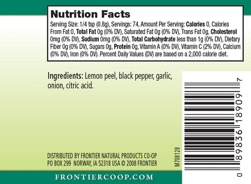 Frontier Seasoning Blends, Salt-Free Lemon Pepper, 2.08-Ounce Bottle...