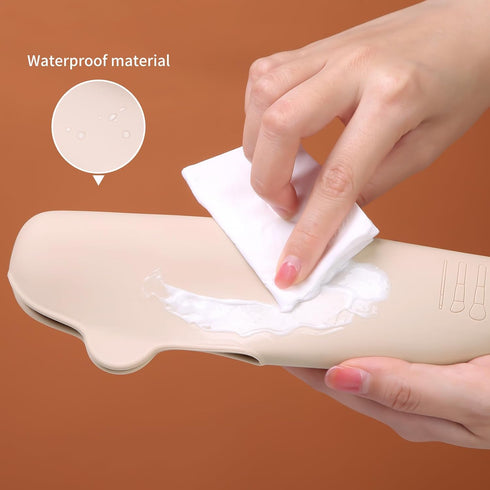 Makeup Brush Holder,Silicone Makeup Brush Organizer with Clasp Closure,Portable Makeup Tools Organizer,Multi-Function Cosmetic Brush Case for Vani...