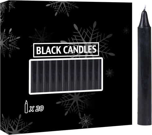 20 pcs Black Candles-Magic Ritual Small Mini Spell Chime Candles-for Pagan and Witchcraft Altars-4 inch X 1/2 inch Diameter - 1.5 Hour Burn Time...