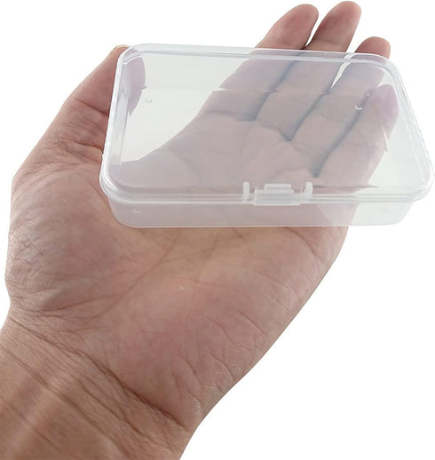 12Pcs Mini Plastic Storage Containers Box with Lid, 3.5x2.4 Inches Clear Rectangle Box for Collecting Small Items, Beads, Game Pieces, Business Ca...