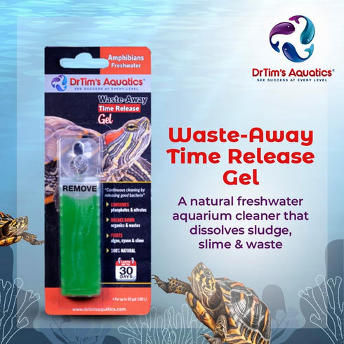 DrTim's Aquatics Freshwater Waste-Away Time Release Leave-in Gel – Natural Cleaner for Turtle Aquariums - Solution Dissolving & Cleaning Organic S...
