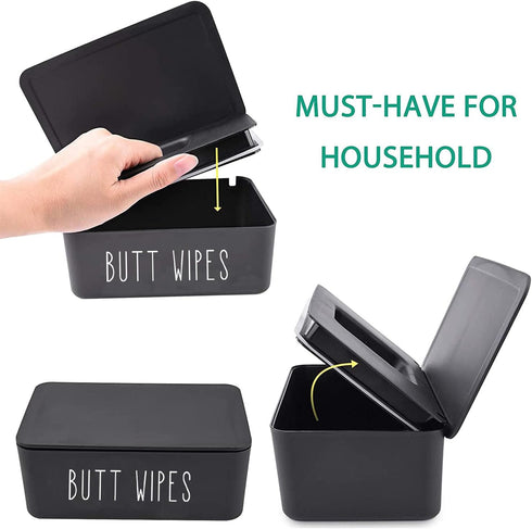 2 Pack Butt Wipes Dispenser 7.28" L * 4.80" W * 2.75" H, Flushable Wipes Dispenser for Bathroom Chic Style Baby Wipes Container Nursery Diaper Wip...