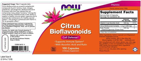 NOW Supplements, Citrus Bioflavonoids, Supports Immune System*, Cell Defense*, 100 Capsules...