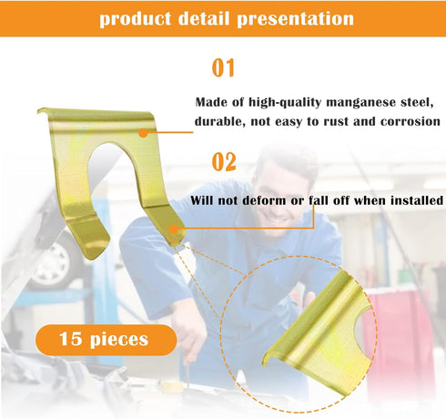 15 Pcs Brake Line Clips Brake Line Retainer U Shaped,Parking Brake Cable Clip Brake Hose Bracket,Metal Brake Line Retainer Brake Cable Clip Brake ...