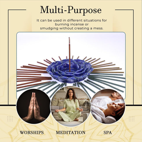 Hosley® 60 Stick Bulk Pack Serenity in Variety Ceramic Assorted Spa Incense Set with Ceramic Flower Holder Relaxing Aromas for Meditation and Tran...