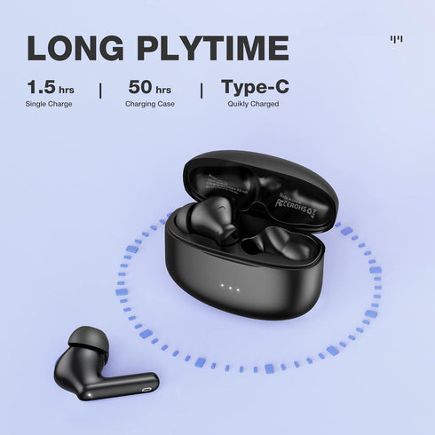 A40 Pro Wireless Earbuds, 50Hrs Playtime Bluetooth Earbuds Built in Noise Cancellation Mic with Charging Case, Headphones Stereo Sound, IPX7 Water...