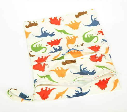 Medium Wet Dry Bag Baby Cloth Diaper Nappy Insert Bag Reusable Washable With Two Zippered Pockets Minky (Dinosaur)...