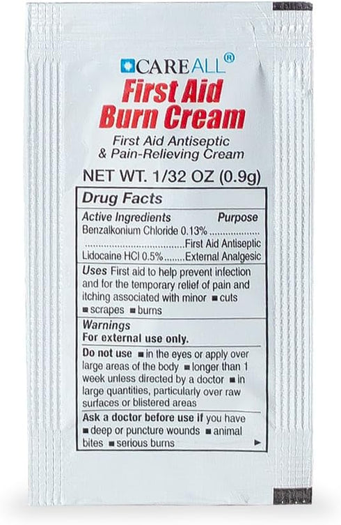 CareAll First Aid Burn Cream 0.9g Packets (Pack of 144) Pain Relieving First Aid Cream for Temporary Relief of Pain from Minor Burns, Cuts, and Sc...