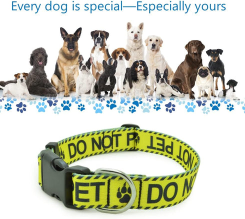 Dog Collar for DO NOT PET, Sturdy Durable with Buckle, Yellow Dog Collars for Small Medium Large Dogs, Premium Adjustable Polyester Pet Collar...