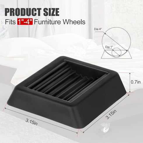 Bed Stoppers to Prevent Sliding - 4 Pack Furniture Wheel Stopper for Hardwood Floor - Rubber Furniture Cups Bed Frame Stopper Caster Cups fit All ...