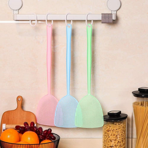 Fly Swatter, 4 Pack Strong Plastic Fly Swat Set Heavy Duty with Long Flexible Handle Multi Pack Assorted Colors...