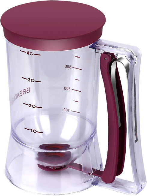 BBSTARZ Pancake Batter Dispenser – 4-Cup Batter Dispenser with Squeeze Handle & Measuring Marks for Pancakes, Waffles, Muffins, Crepes & Cupcakes ...