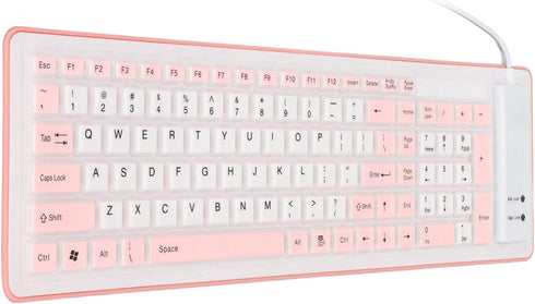 Foldable Silicone Keyboard,USB Wired Silicone Keyboard,103 Keys Waterproof Rollup Keyboard,Soft Touch Keyboard for PC,Laptop,Notebook()...