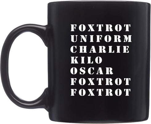 Rogue River Tactical Funny Novelty Coffee Mug - Military Alphabet Foxtrot OFF Black Cup, Great Gift Idea for Military Veteran, 11 Oz, Black...