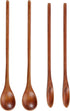 4 PCS Wooden Cooking Spoons 7.8" Long Wooden Spoons for Cooking Mixing Stirring, Long Handle Wood Spoon Kitchen Table Wooden Honey Spoon with Nice...