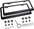 Ohuhu Matte Aluminum License Plate Frame with Black Screw Caps, 2Pcs 2 Holes Black Car Licenses Plate Covers Holders for US Vehicles...