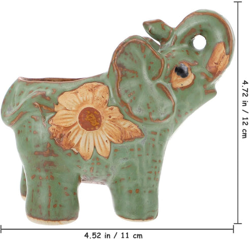 Veemoon Elephant Flower Pot Animal Plant Pots Cute Succulent Plant Pot Ceramic Cactus Pot Indoor Plant Container Glass Terrariums for Plants Succu...