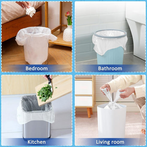 3 Gallon Small Trash Bags with Tie Handles - 10L Wastebasket Liners for Home and Office - Clear, 60 Count...