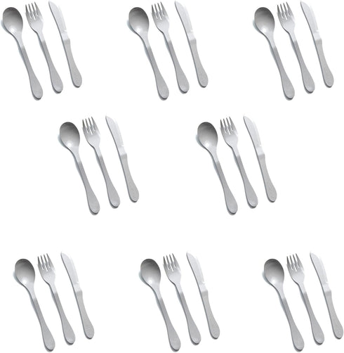 KNORK Eco 24 Piece (Fork, Knife, Spoon) Plant Based CutleryBamboo Reusable Flatware Set, Gray...