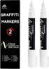 2 Pack White Acrylic Paint Markers, 3-6mm Waterproof Paint Pens for Wood, Canvas, Stone, Rock Painting, Mug, Ceramic, Glass, Metal Surfaces, DIY C...
