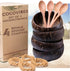 4 Handcrafted Wooden Bowls for Food Coconut Bowl Set with Spoons & Anti-Tip Coconut Rings perfect for Smoothie Bowls, Yogurt or Cereals...